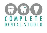 Complete Dental Studio logo featuring three dental icons: braces, a healthy tooth, and a dental implant, representing orthodontics and comprehensive dental care in Boerne.